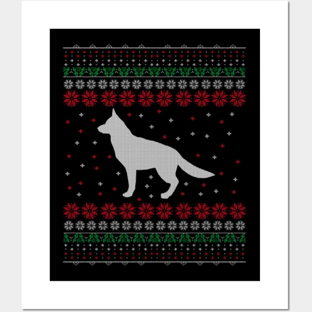 German Shepherd Dog Lover Ugly Christmas Sweater Gift Wall Art by uglygiftideas